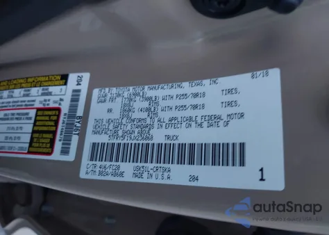 2018 Toyota Tundra Sr5 5.7L V8 из США, поврежденный, VIN 5TFRY5F19JX236068